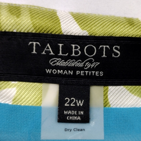 NWT Talbots 100% Silk Watercolor Floral Skirt Womens 22WP Bule Green Artsy Retro - Picture 9 of 10
